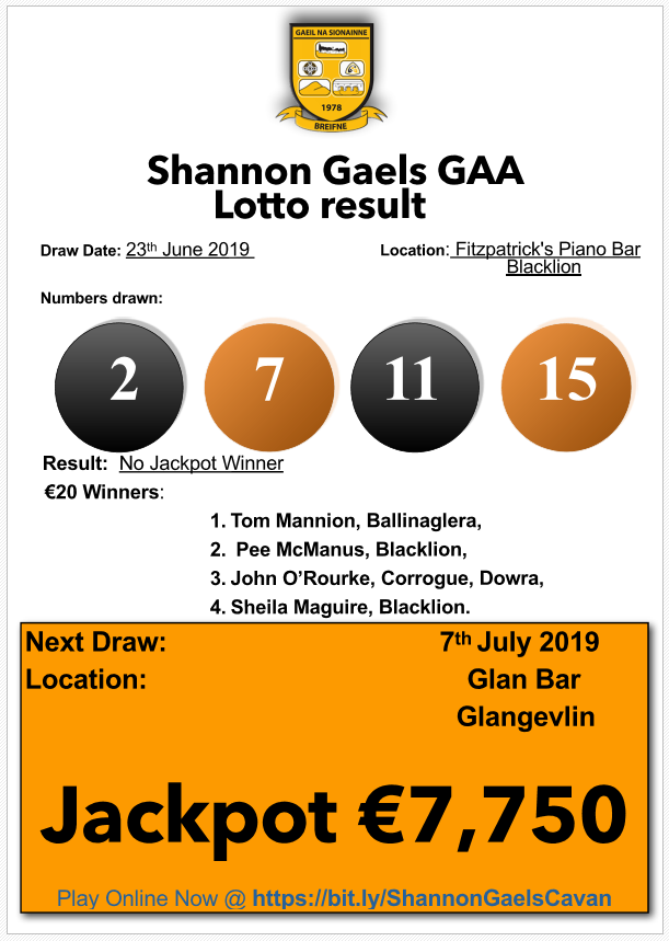lotto numbers 15th june 2019